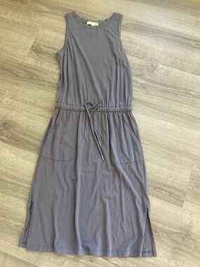 C&C California Sleeveless Drawstring Midi Dress - Charcoal Gray